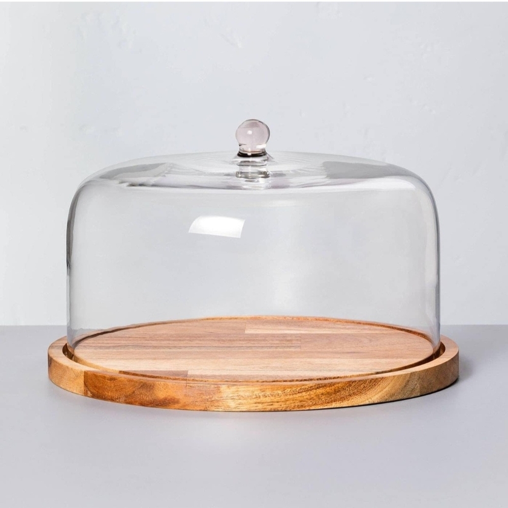 Hearth & Hand With Magnolia Short Wood & Glass Cake Storage